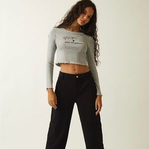 Playboy By PacSun Black‎ Baggy Carpenter Raw Hem Pants